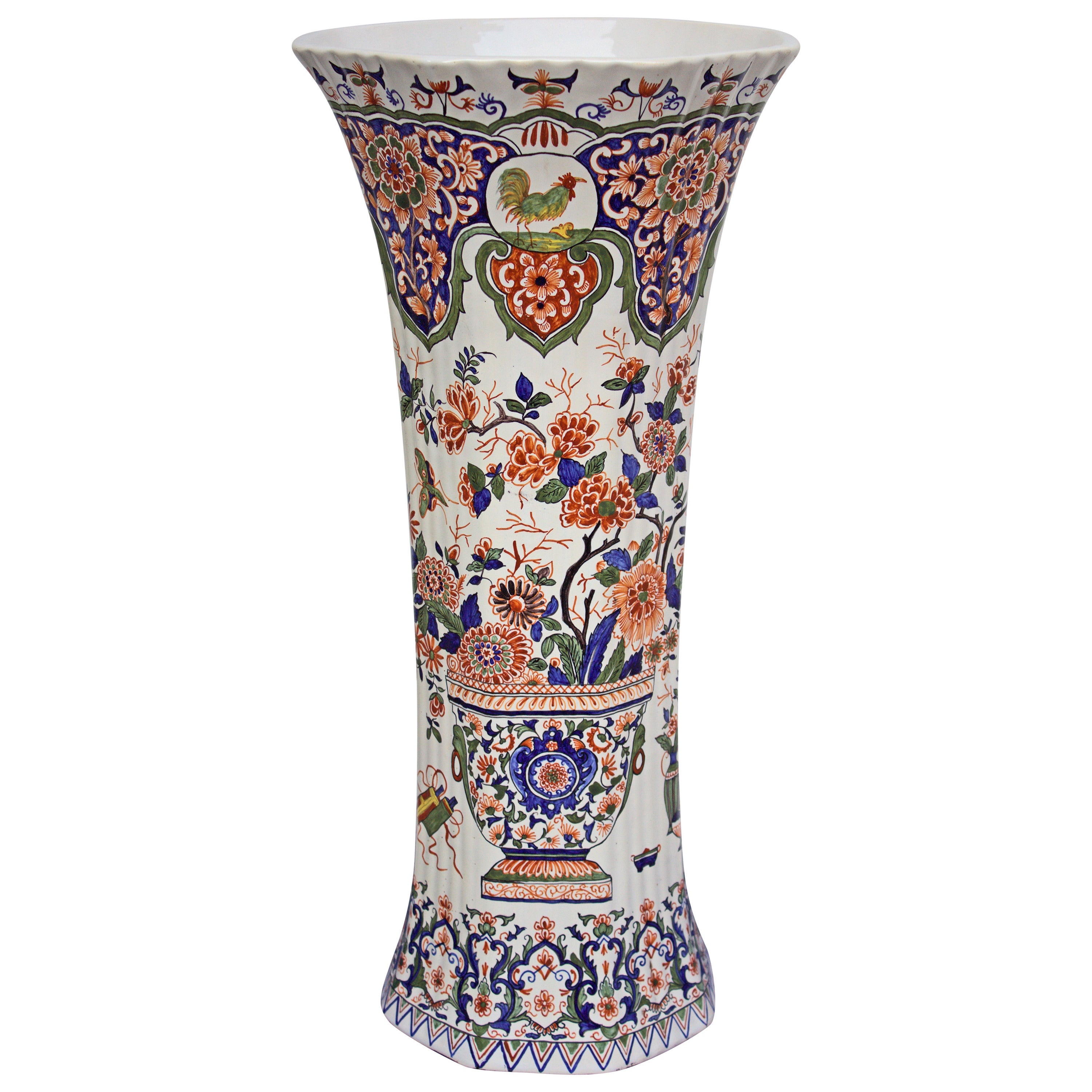 19th Century Desvres Faience Vases in 18th Century Delft Manner For Sale