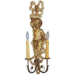 French Louis XVI Style Giltwood Two-Light Sconce