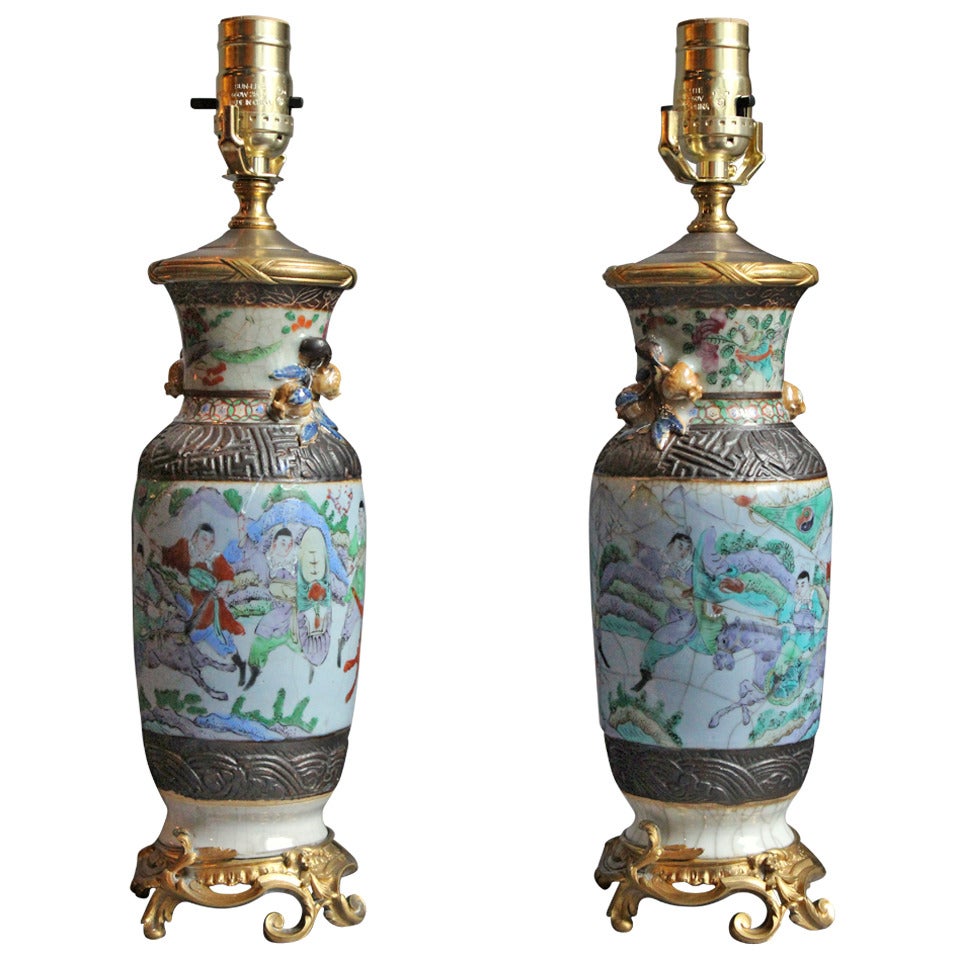 Pair of Japanese Lamps For Sale