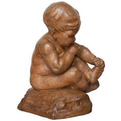 "The Baby, " Signed Terra Cotta Sculpture