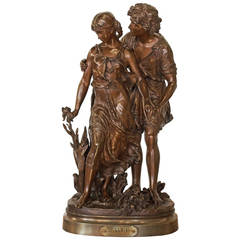 L’Aveu, Bronze Sculpture by Hippolyte Moreau 4