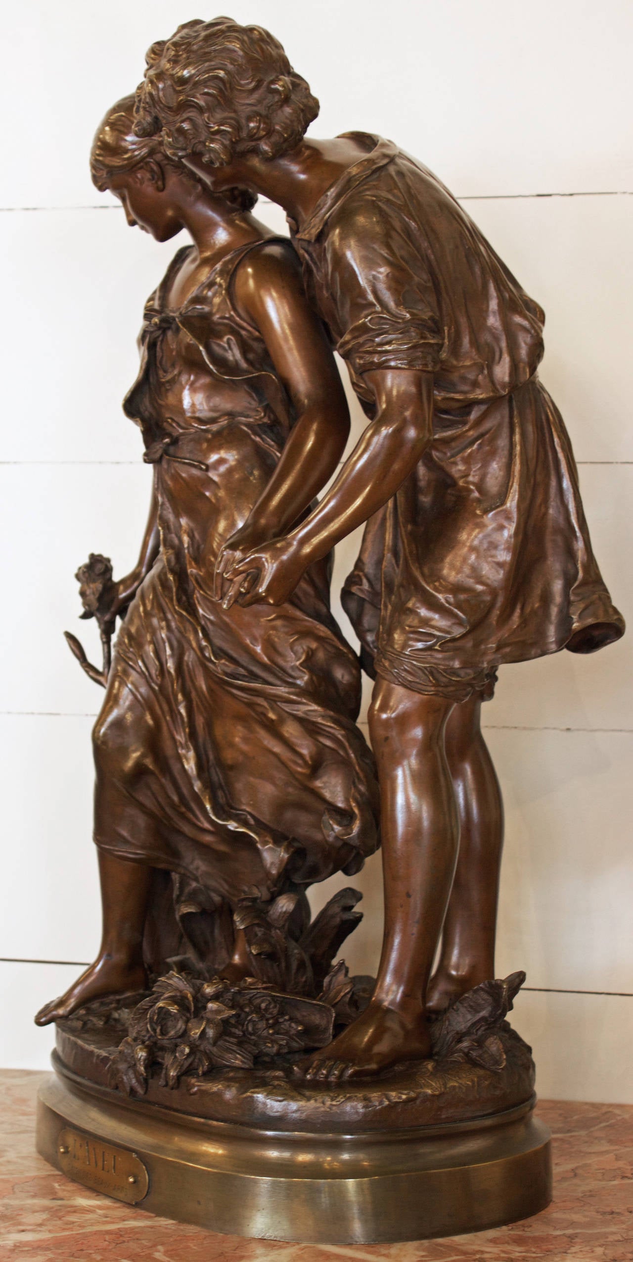 L’Aveu, Bronze Sculpture by Hippolyte Moreau For Sale at 1stDibs