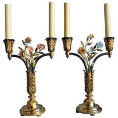 Pair  of Louis XVI style Candelabra Lamps