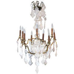 Antique 12 lights Louis XV Period Cage Crystal Chandelier