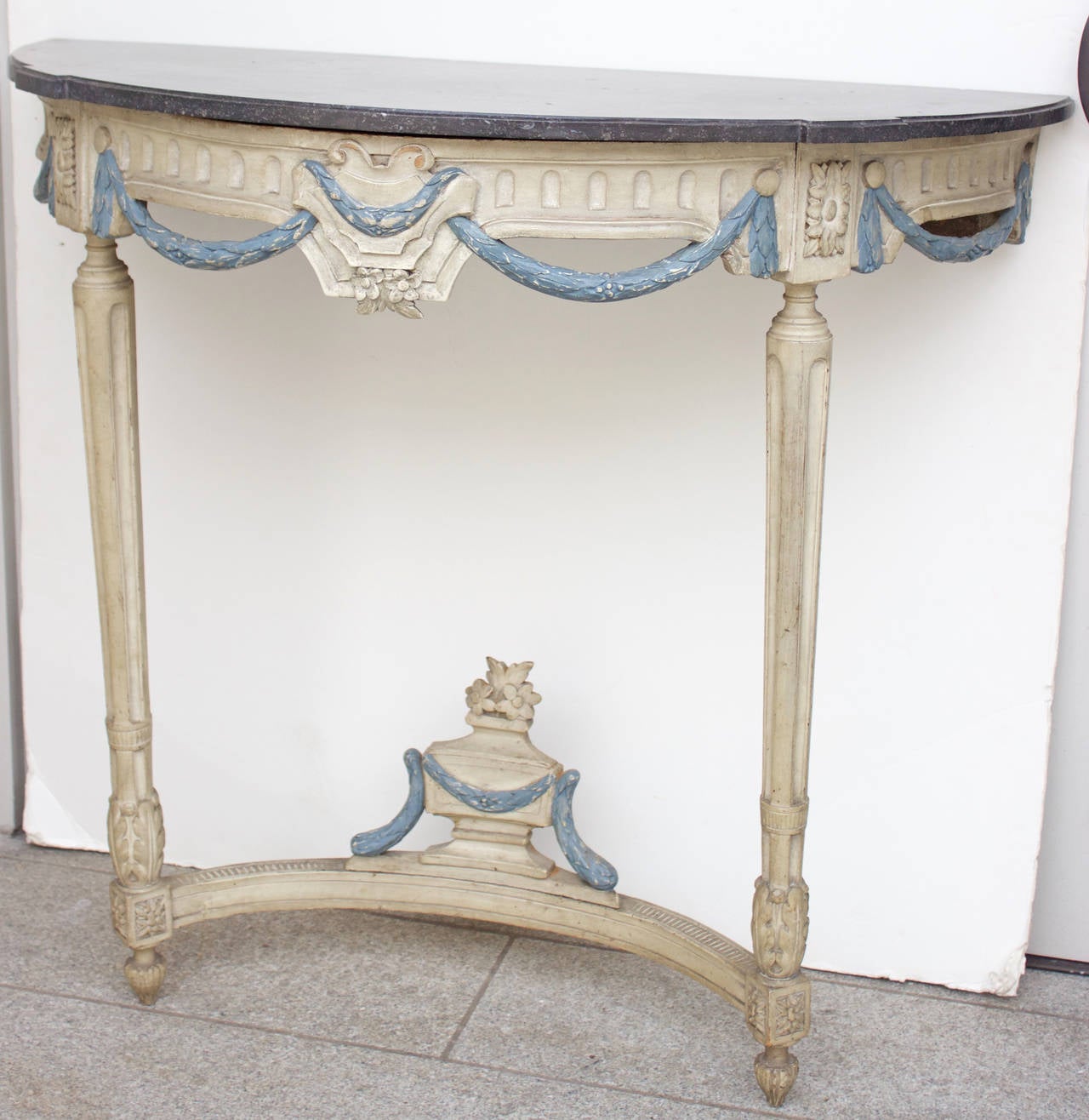 French Louis XVI Period Demilune Console Table