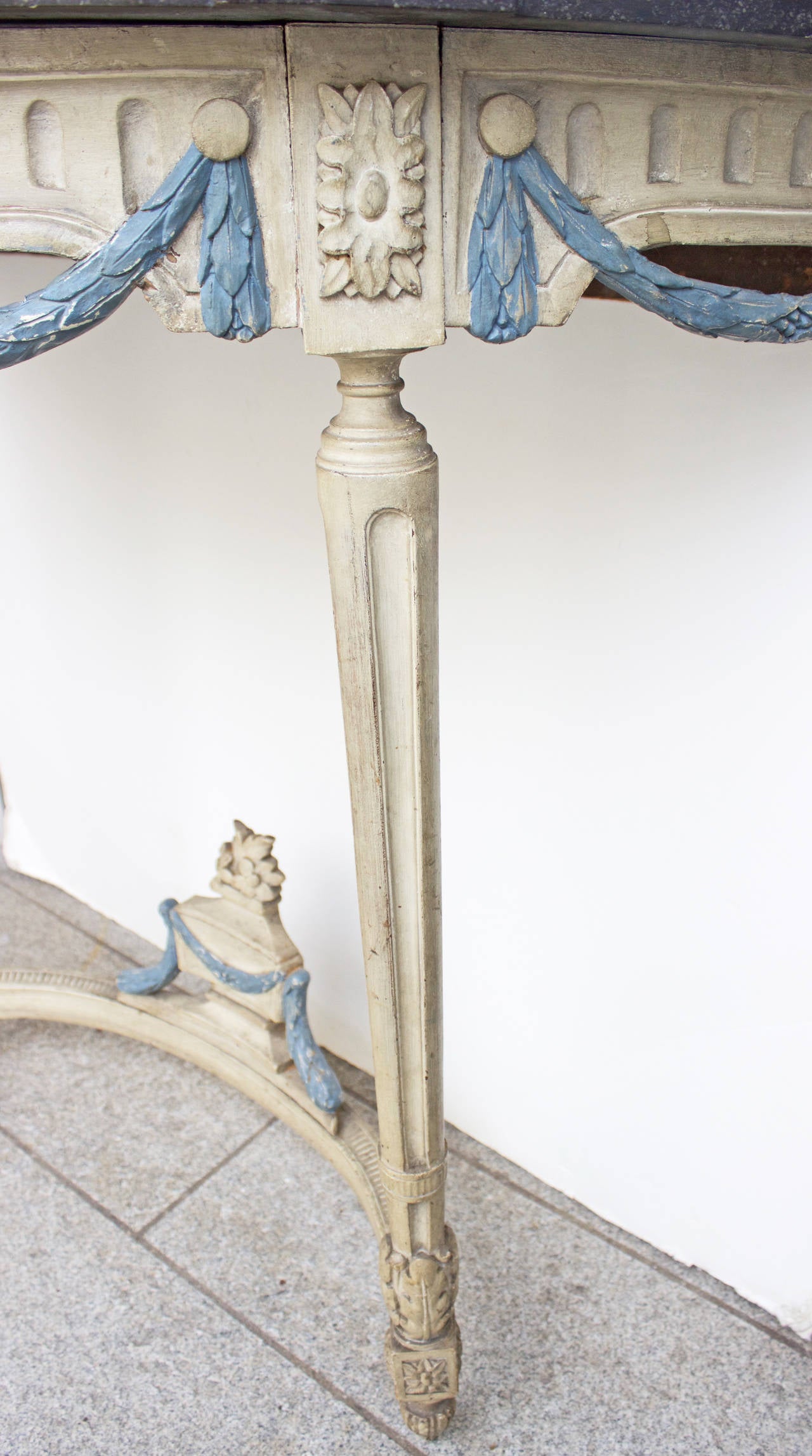 French Louis XVI Period Demilune Console Table In Good Condition For Sale In Charleston, SC
