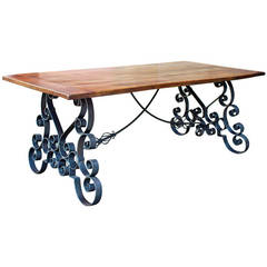 Fine Late 19th Century French Wrought Iron Base Table