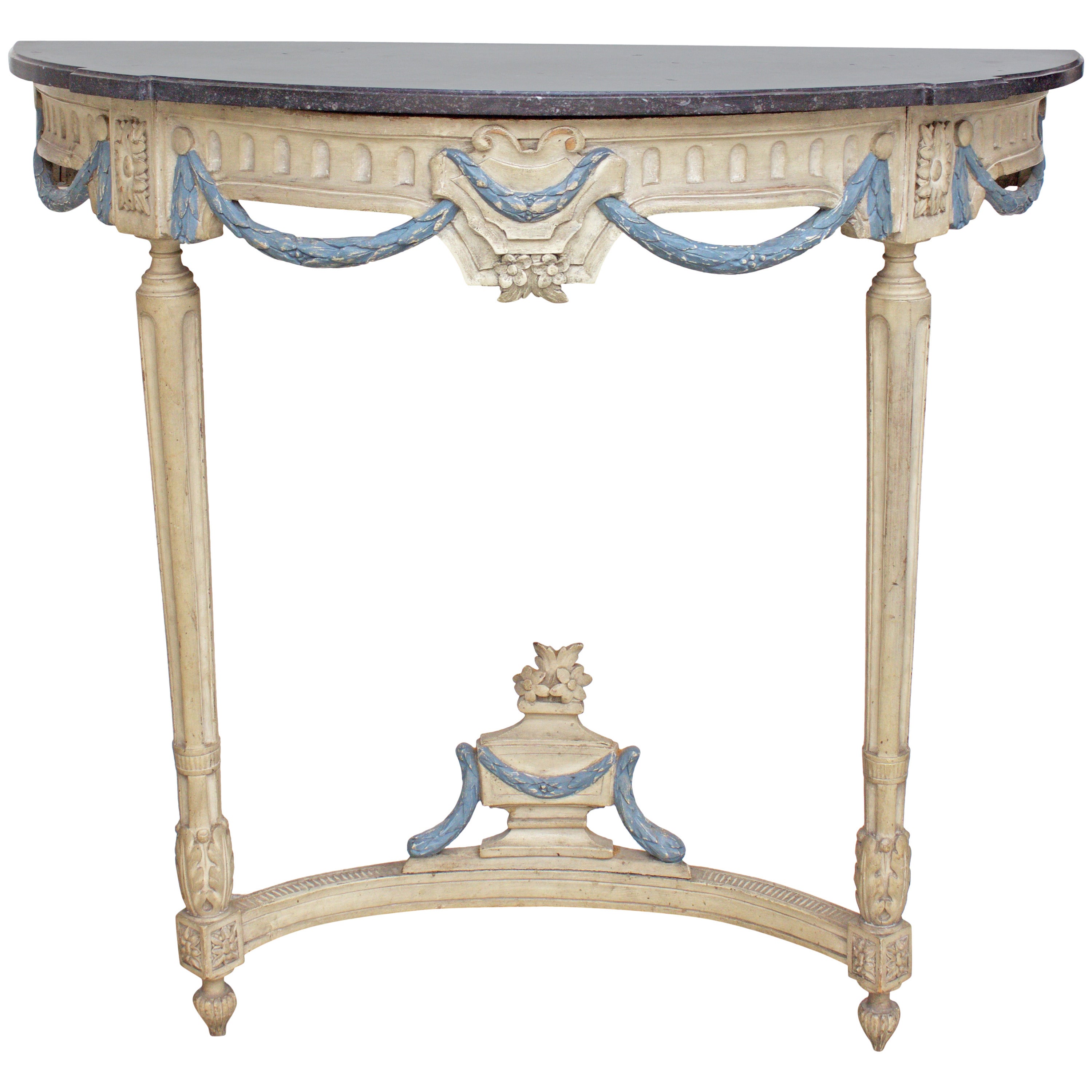 French Louis XVI Period Demilune Console Table For Sale