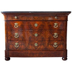 French Restauration Period Crotch Mahogany Commode