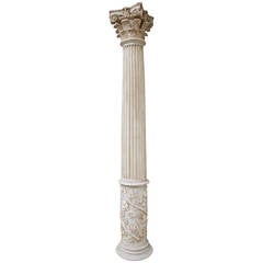 18th Century French Painted Fluted Column with Corinthian Capital