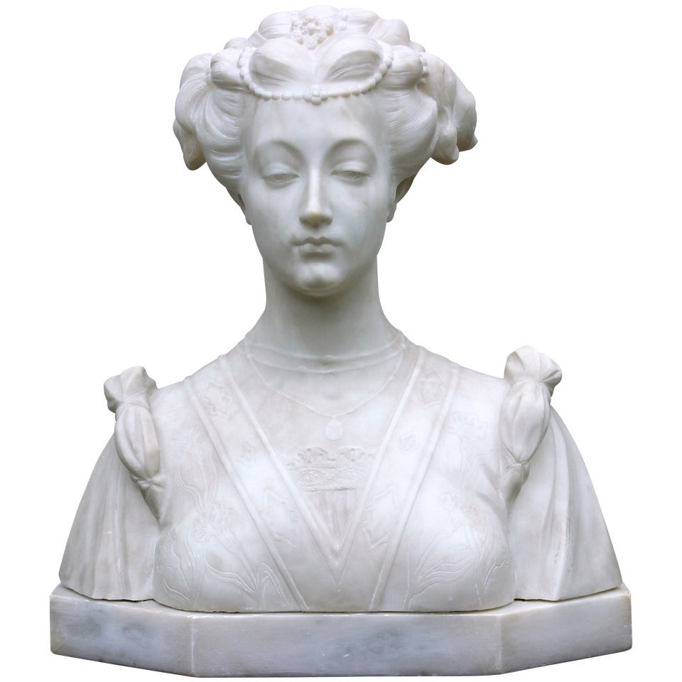 Hand-Carved Italian Marble Bust