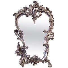 19th Century French Silver Plated Bronze Table Mirror
