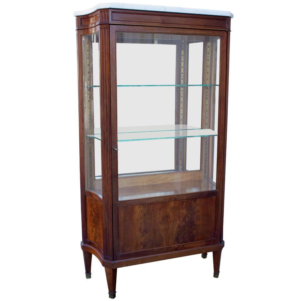 Louis XVI Style Vitrine with Marble Top For Sale