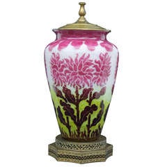 Vintage Degue Glass Vase Lamp