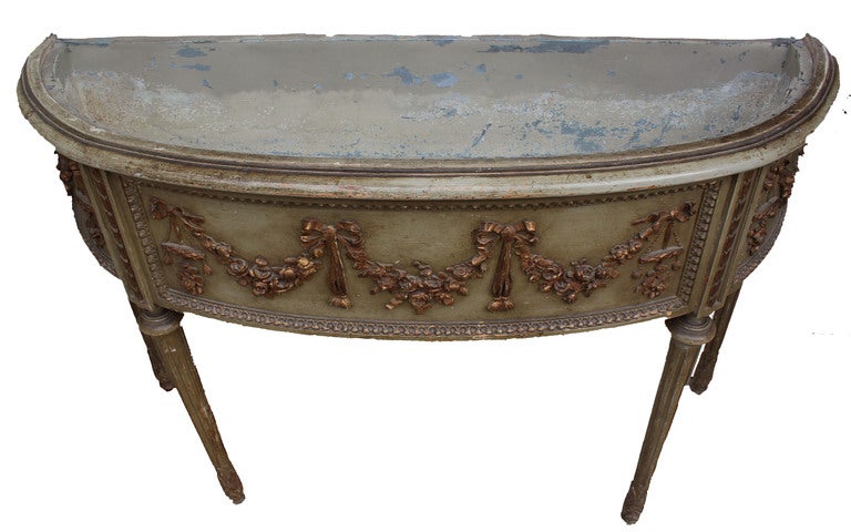Unique  Demi Lune Console  Table with removable top to become a Jardiniere