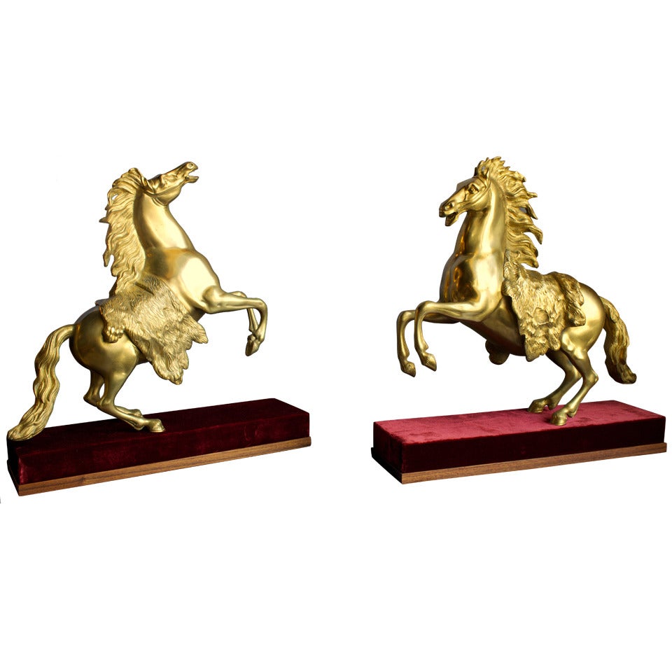 French Pair of Gilt Bronze Bookends