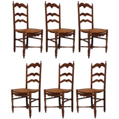 Set of 6 rare Antique chairs of Provence