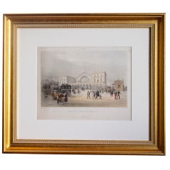Etched Engraving of Strasbourg Railway Platform in Paris