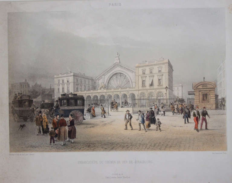 Napoleon III Etched Engraving of Strasbourg Railway Platform in Paris For Sale