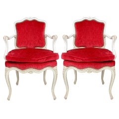 Pair of French Louis XV style Armchairs
