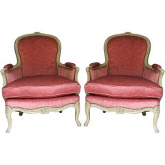 Pair of French  Louis XV Style  Bergeres