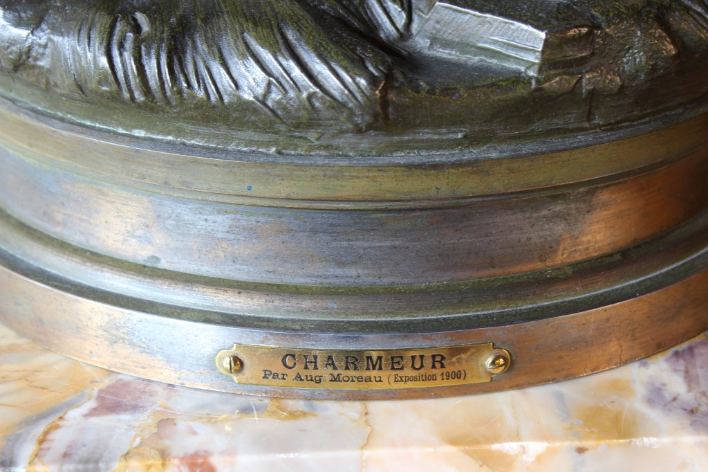 Charmeur, Bronze Sculpture signed Auguste Moreau In Excellent Condition In Charleston, SC