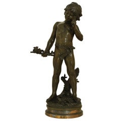 Charmeur, Sculpture en bronze signée Auguste Moreau
