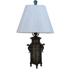 Japanese bronze Urn mounted as a Lamp 5