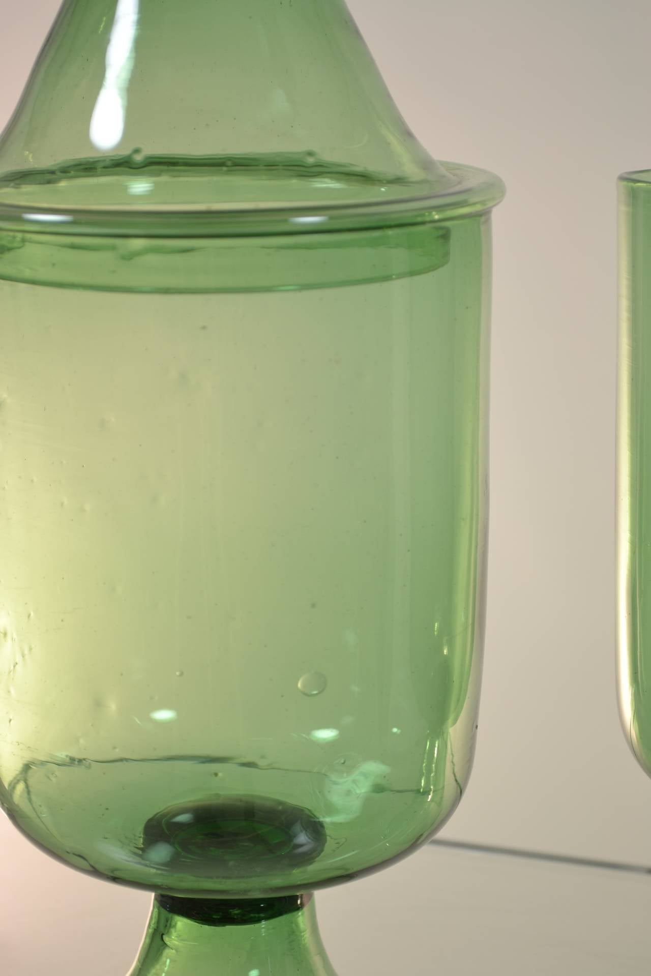 Late 20th Century Pair of Italian Glass Lidded Urns