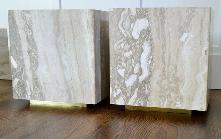 Pair of Travertine Marble Planters In Excellent Condition In Norwalk, CT