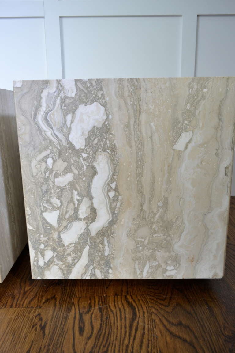 Pair of Travertine Marble Planters 1