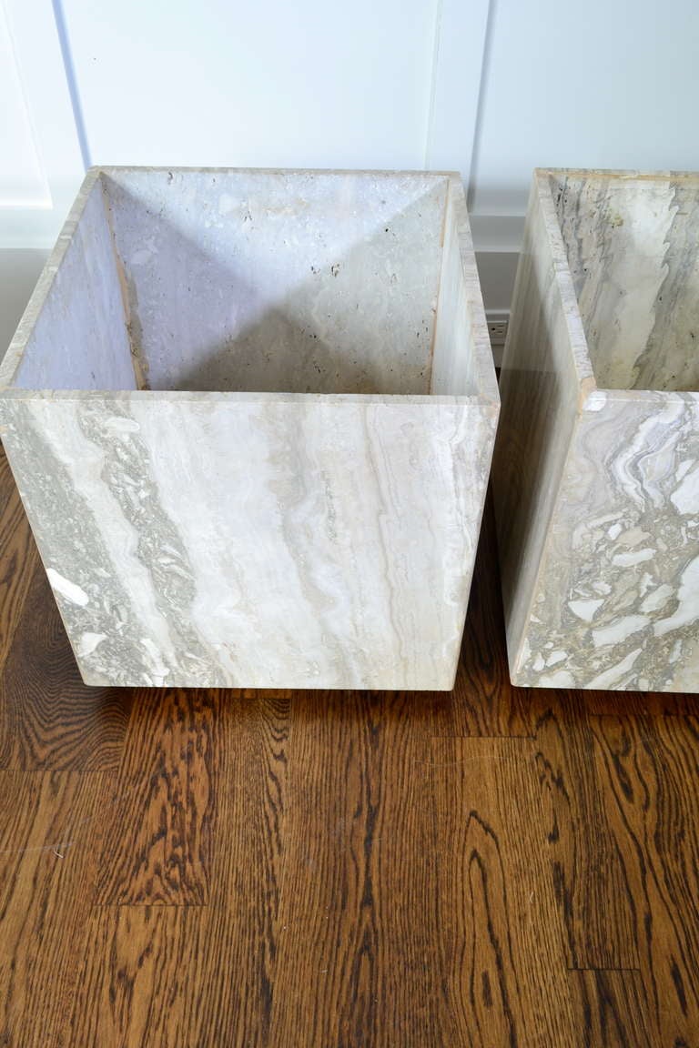 Pair of Travertine Marble Planters 4