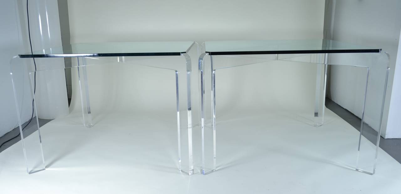 Pair of Heavy Lucite Card Tables 3
