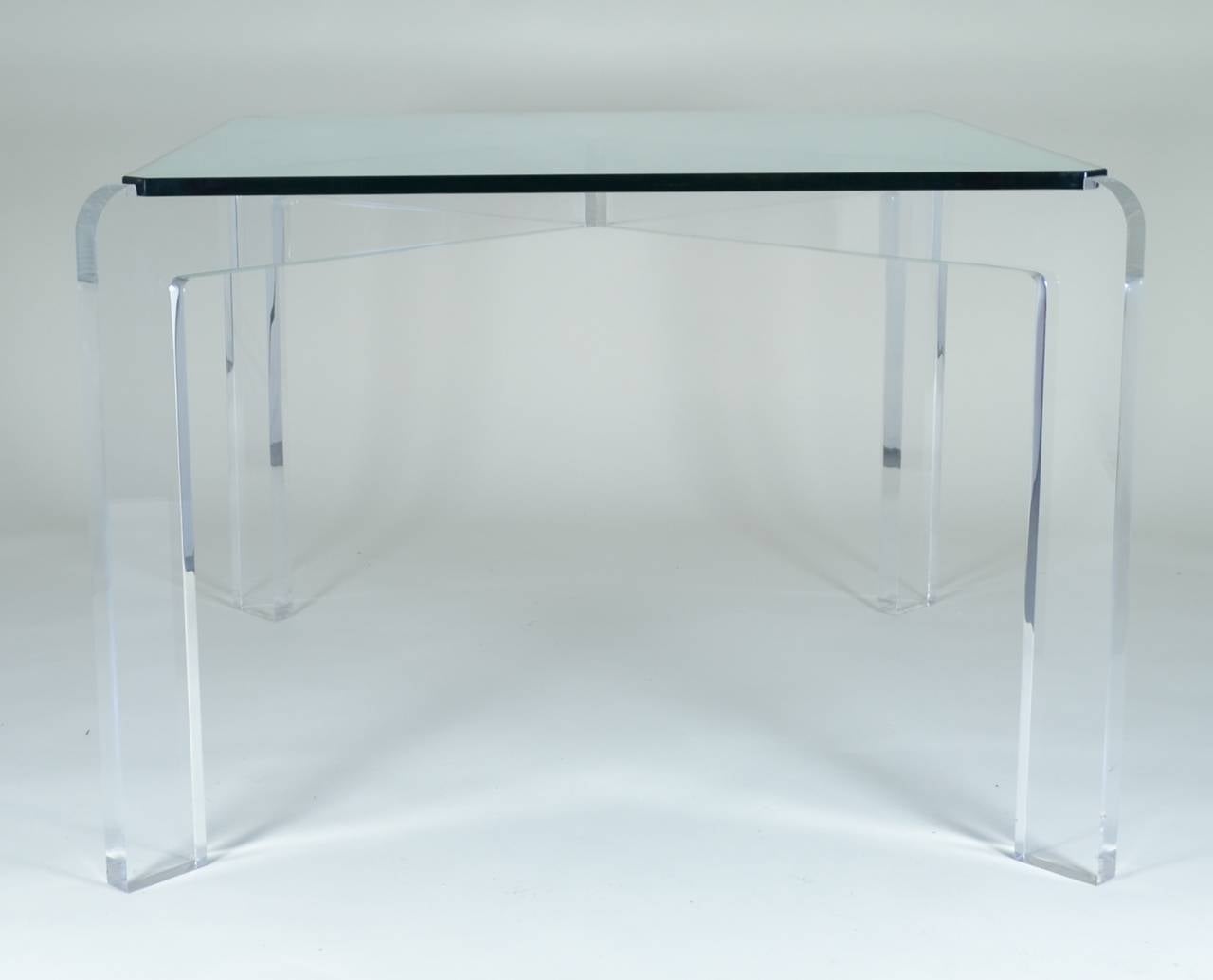 Pair of Heavy Lucite Card Tables In Excellent Condition In Norwalk, CT