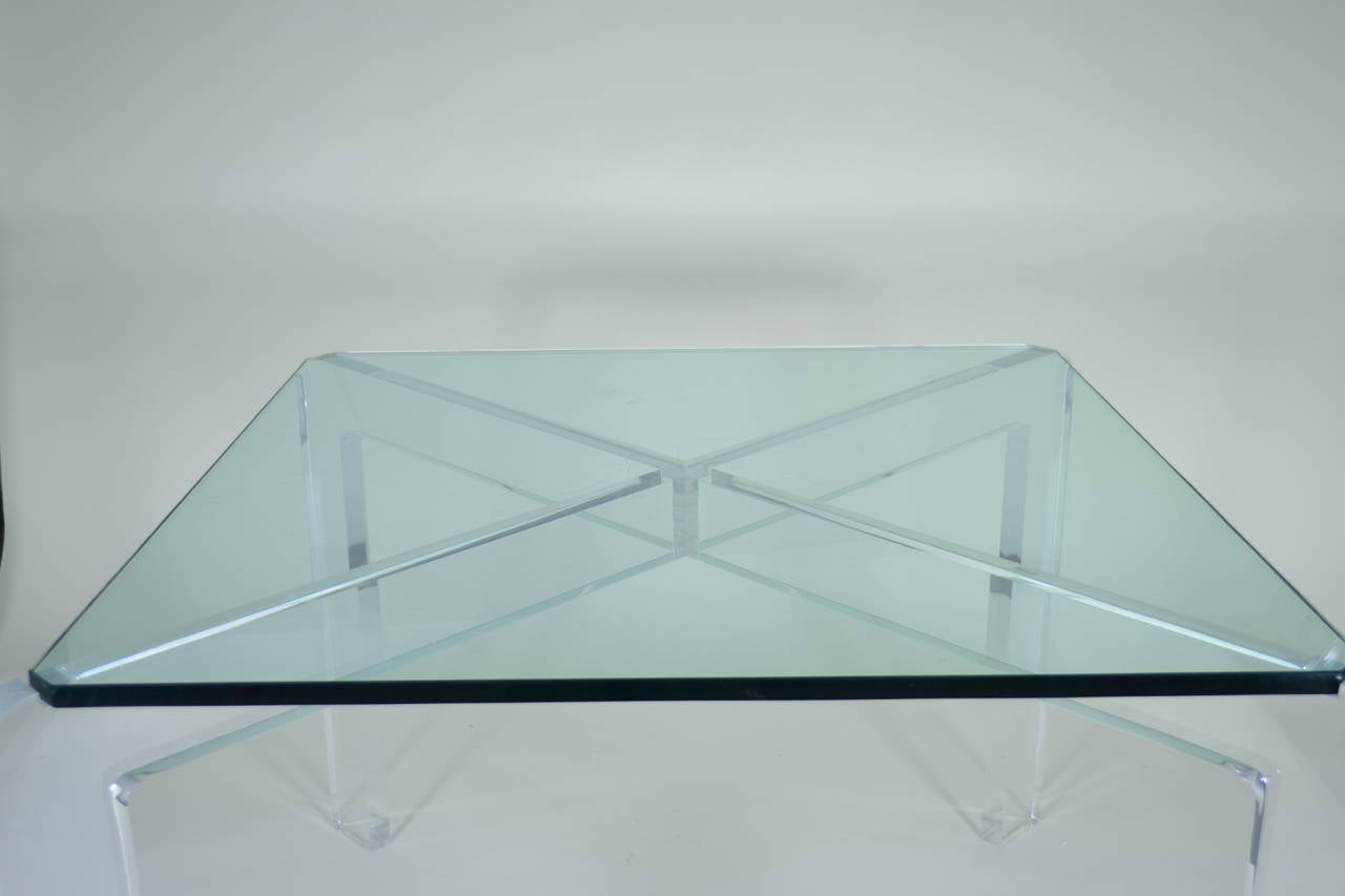 Late 20th Century Pair of Heavy Lucite Card Tables