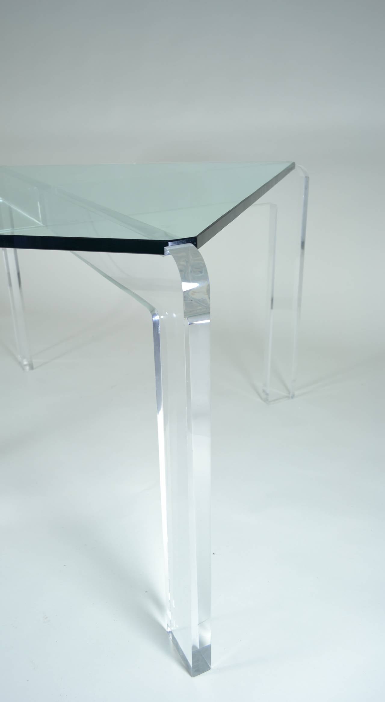 Pair of Heavy Lucite Card Tables 2