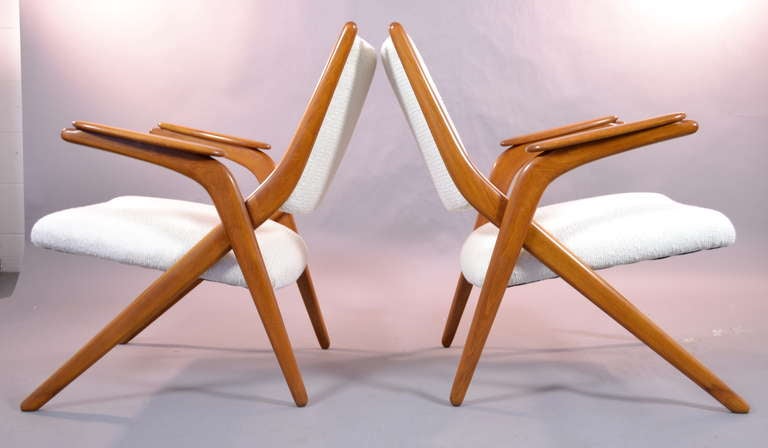Great lines --teak frames with newly upholstered seat and back.