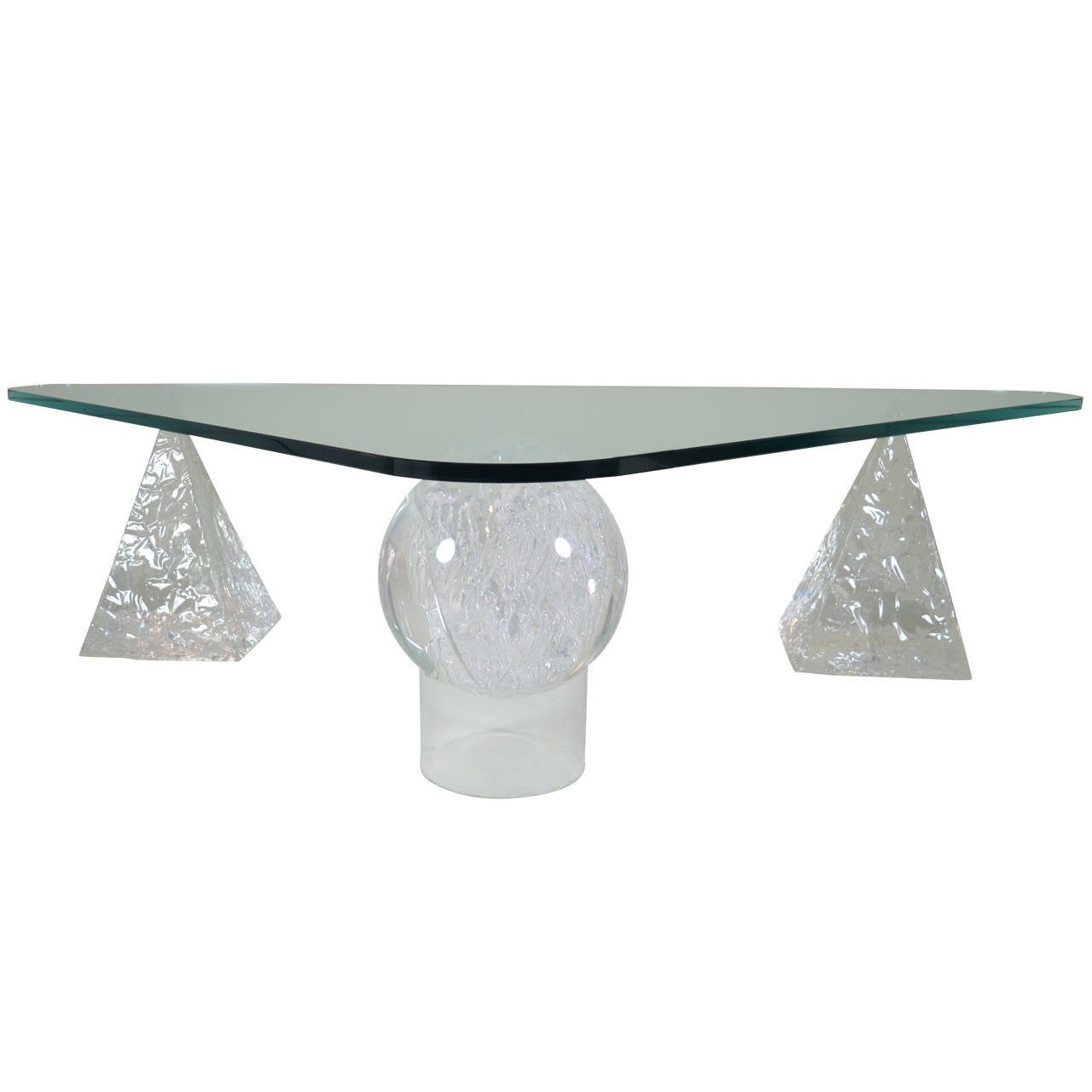 Geometric Lucite Based Cocktail Table at 1stDibs
