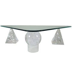 Geometric Lucite Based Cocktail Table