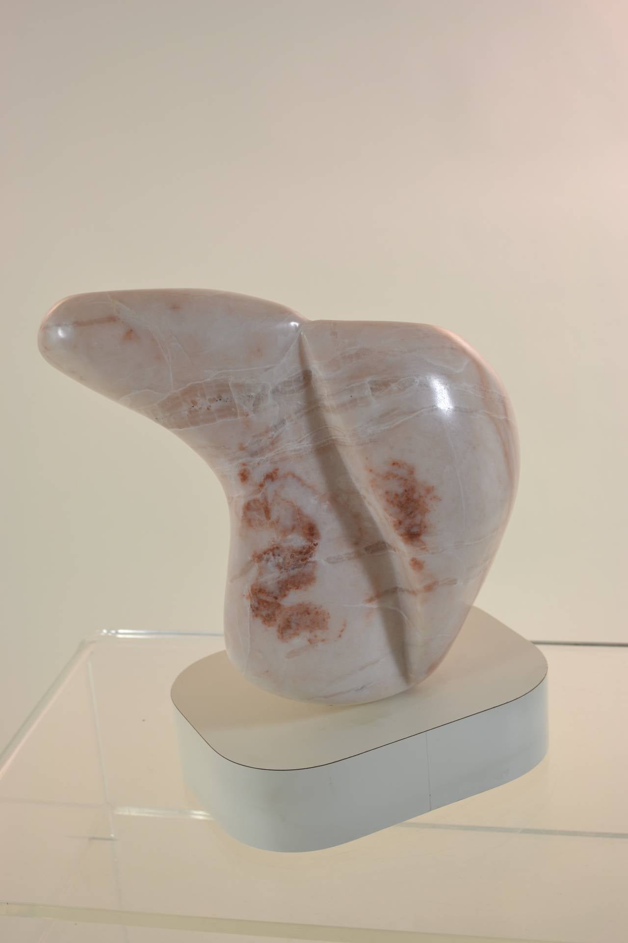 Mid-Century Modern Abstract Marble Sculpture on Custom Base