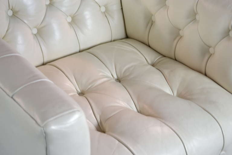 Pair of Tufted Leather Swivel Lounge Chairs 3