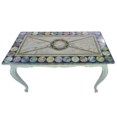 Antique 19c French painted Table - Faux Specimen
