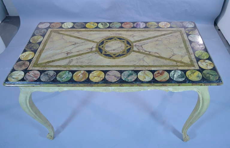 19c French painted Table - Faux Specimen