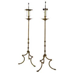 Pair of Gilt Iron Floor Lamps