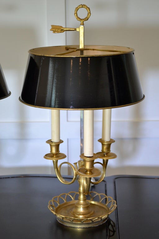 Pair of French Bouillotte Lamps