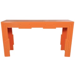 "Hermes" Orange Lacquered Console