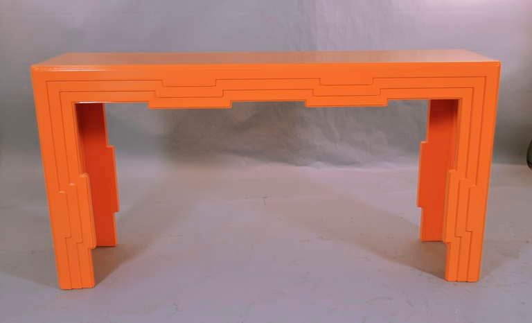 "Hermes" Orange Lacquered Console