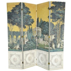 Antique Hand painted Wall Paper Screen