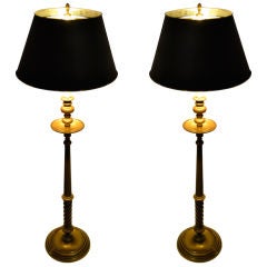 Pair of Maitland Smith Tall Candlestick Lamps
