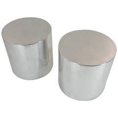 Pair of Aluminum Drum Tables